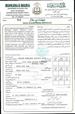 Meat Exporters Certifications